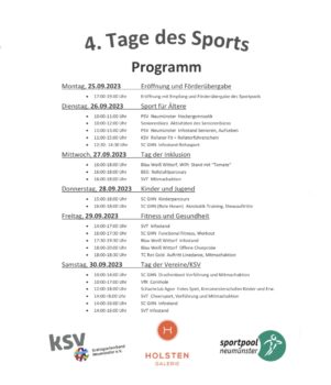 Programm: 4. Tage des Sports 2023